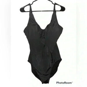 Garnet Hill One Piece Ruffle Black Swimsuit Size 10
